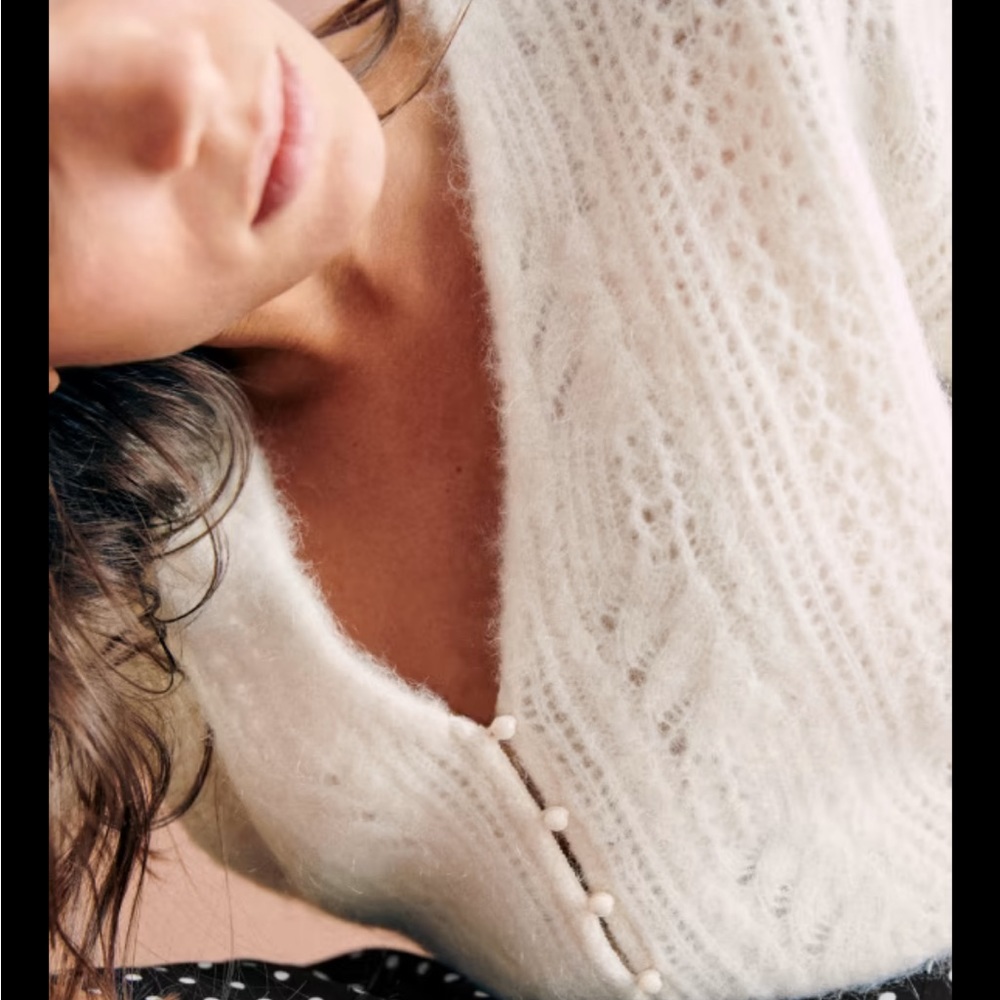 Sezane Gilet Susanna Sweater Ecru XXS
